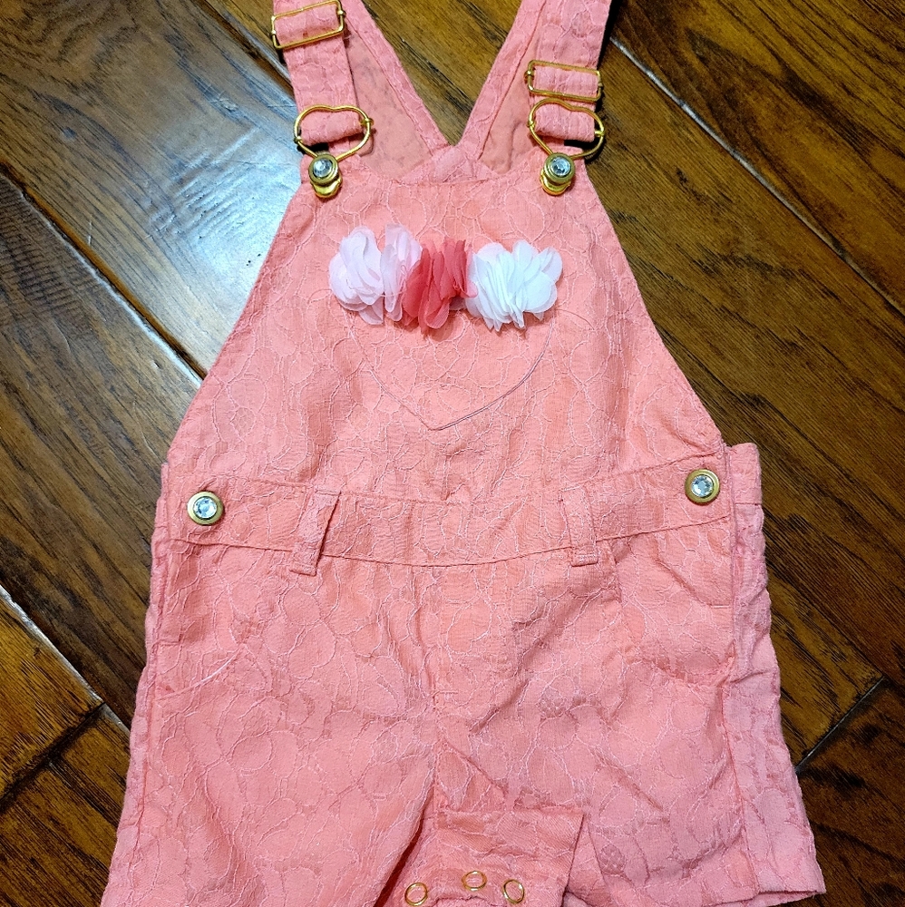 Pink overalls 12m EUC